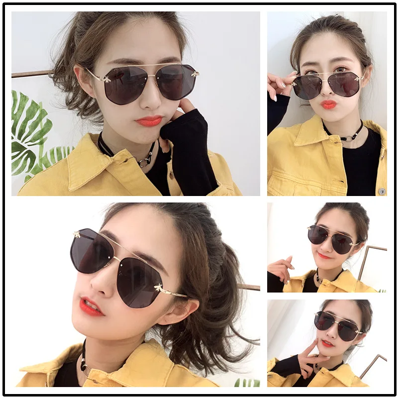 2020 New European and American Sunglasses Female Korean Version of the Tide Square Frame UV400 Protection ins Glasses