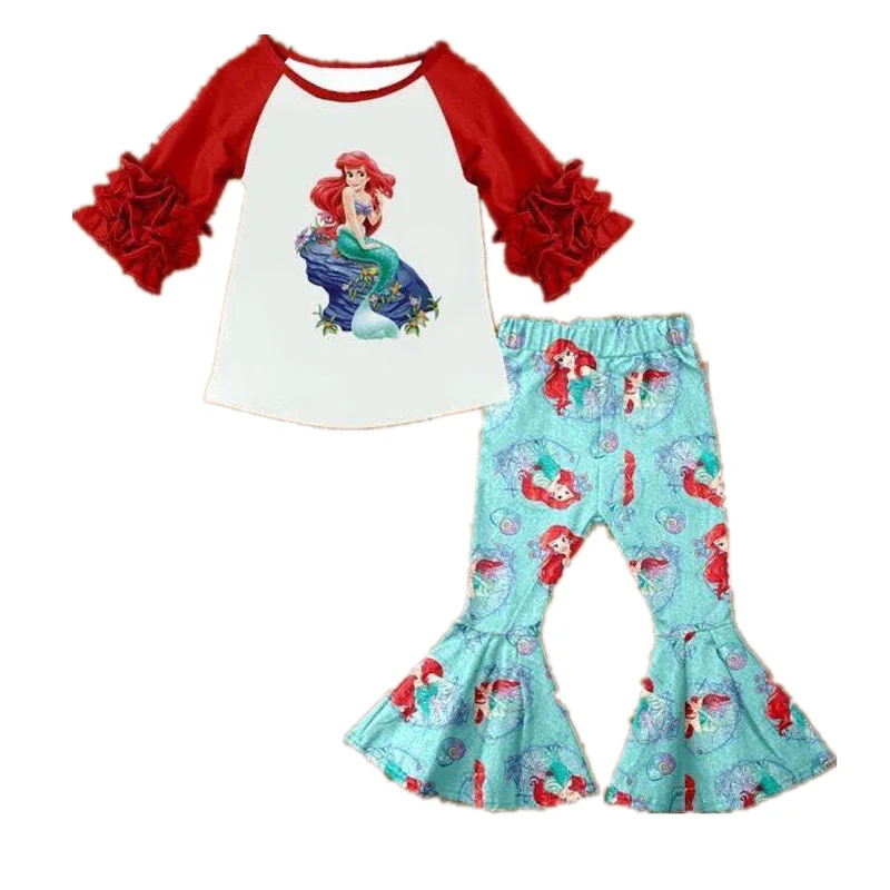 ; костюм для маленьких девочек; Костюм Русалки с цветочным принтом; Детский комплект с рукавами реглан;