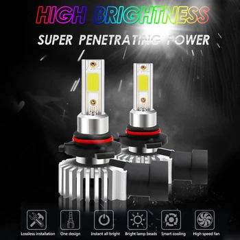 

2Pcs LED Headlight White Car Auto HB4/9006 Super Bright Lamp Bulb DC 9-32V 6000K-6500K 8000LM