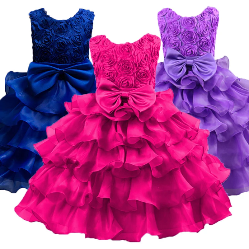 

4-10 Year Girl Dress Flowers Sleeveless Kid Dresses Girls Clothes Party Princess Vestidos Nina Birthday Dress Christmas Baptism