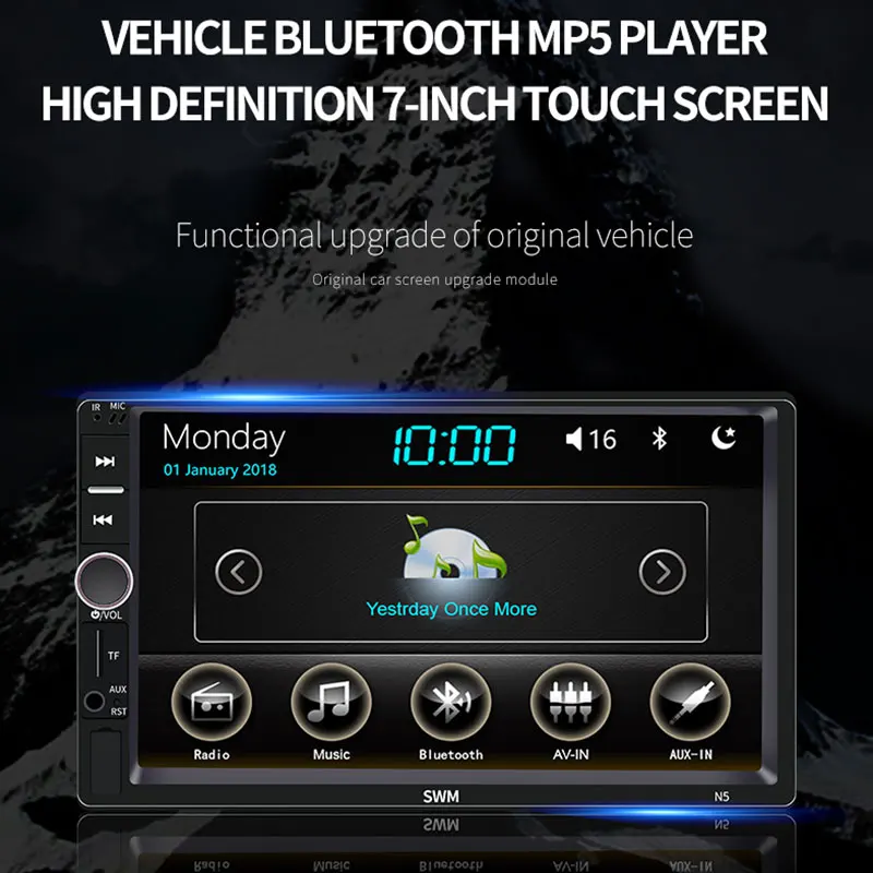 FM/USB/AUX Автомобильный Bluetooth MP5 360 видео Функция Авто MP5 плеер для аудио Прямая