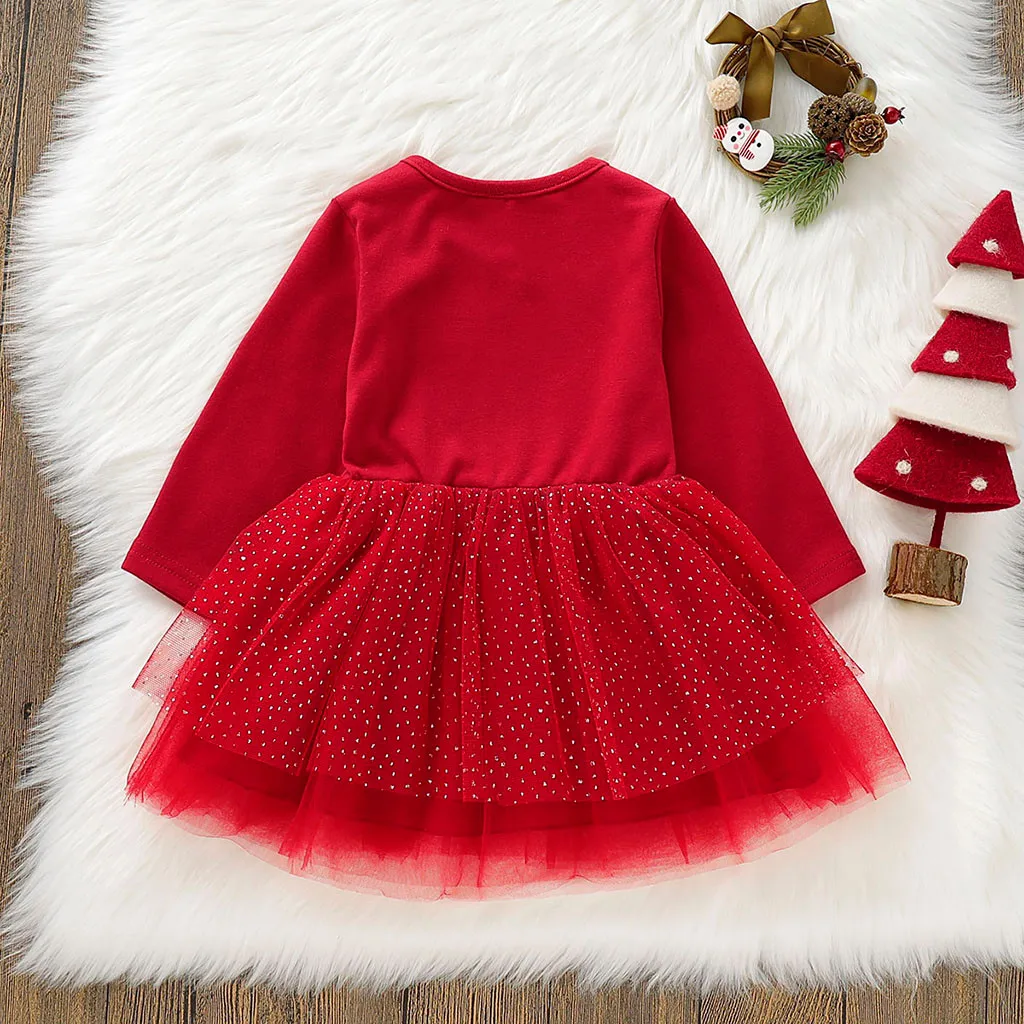 Рождественский подарок; платье для девочек; праздничный костюм с оленем; зимняя одежда для маленьких девочек с рисунком снеговика; Цвет Красный; Новогодняя одежда для девочек; Прямая поставка;#6