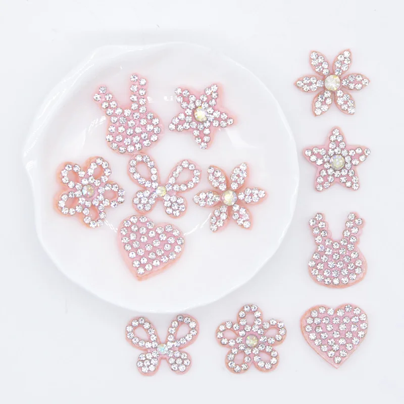 

60Pcs Star Heart Butterfly Flower Rabbit Padded Rhinestone Applique for DIY Clothes Craft Shoes Hat Headwear Decor Patches L82