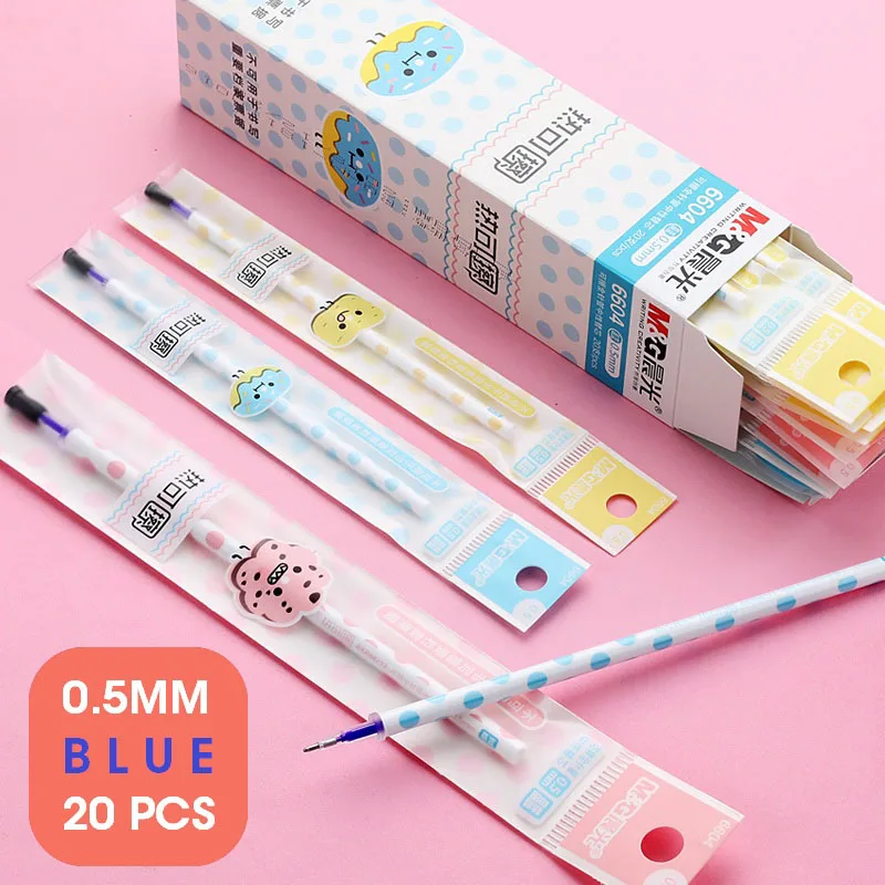 M&G 20pcs / lot  Cute Erasable Pen lead  with Erasable Gel Ink Pen lead 0.5mm Write Erasers Refill for School Black Blue MG6604 dual z axis upgrade kits for ender 3 cr10 t8 8 lead screw kits bracket aluminum profile with belt pulley printer accessories
