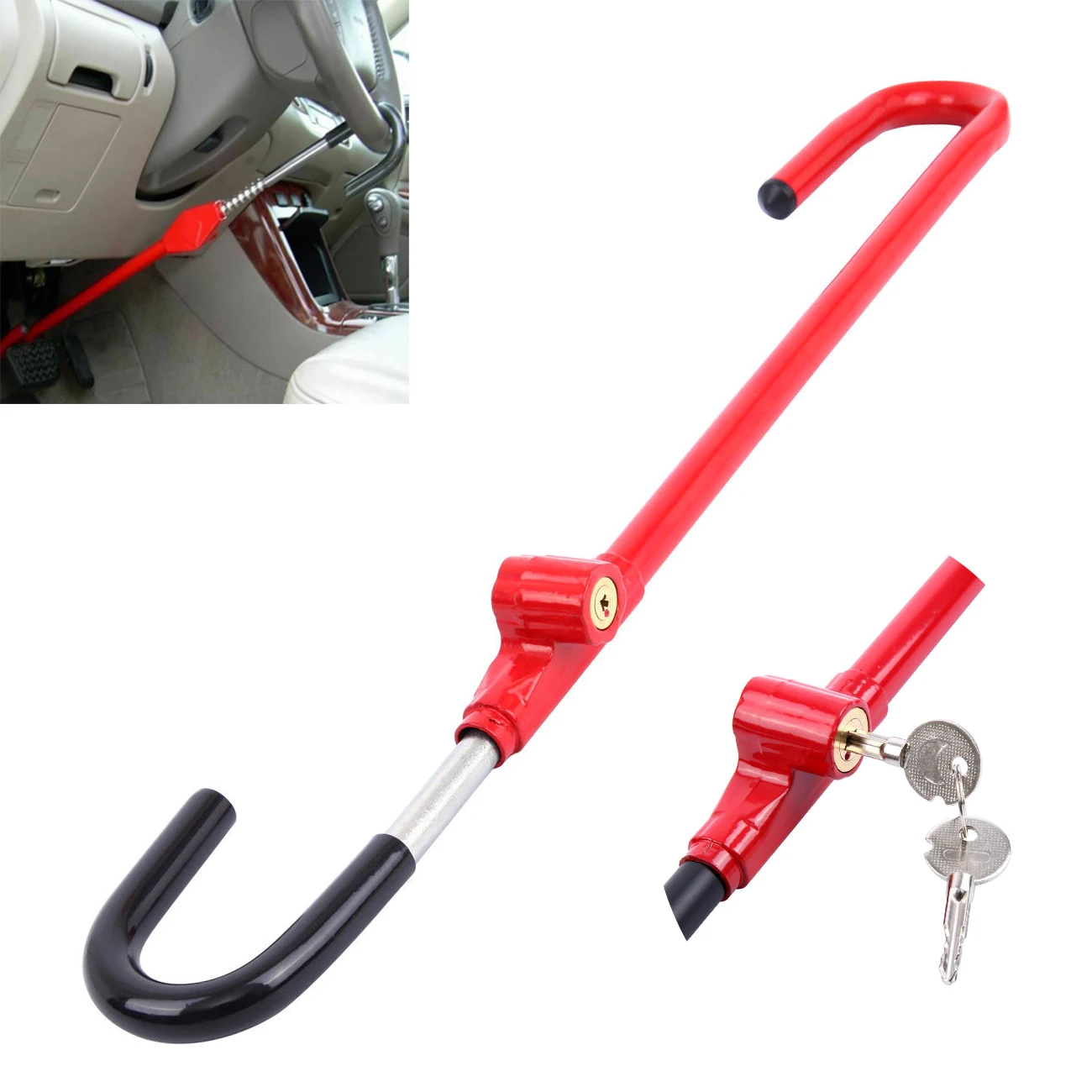 

Steering Wheel Locks Anti Theft Lock With 2 Keys Car Anti Theft Steering Wheel Lock Universal For Car Truck Auto SUV Red