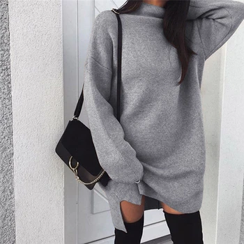 

Women Hoodies Baggy Knitted Long Top Mini Dress Jumper Winter Loose Pullover Tops Ladies Long Sleeve Casual Sweatshirt