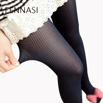 

FENNASI Winter Warm Sticky Women Tights Female Sexy Breathable Comfortable Slim Sweet Cute Dot Pattern Black Women's Pantyhose