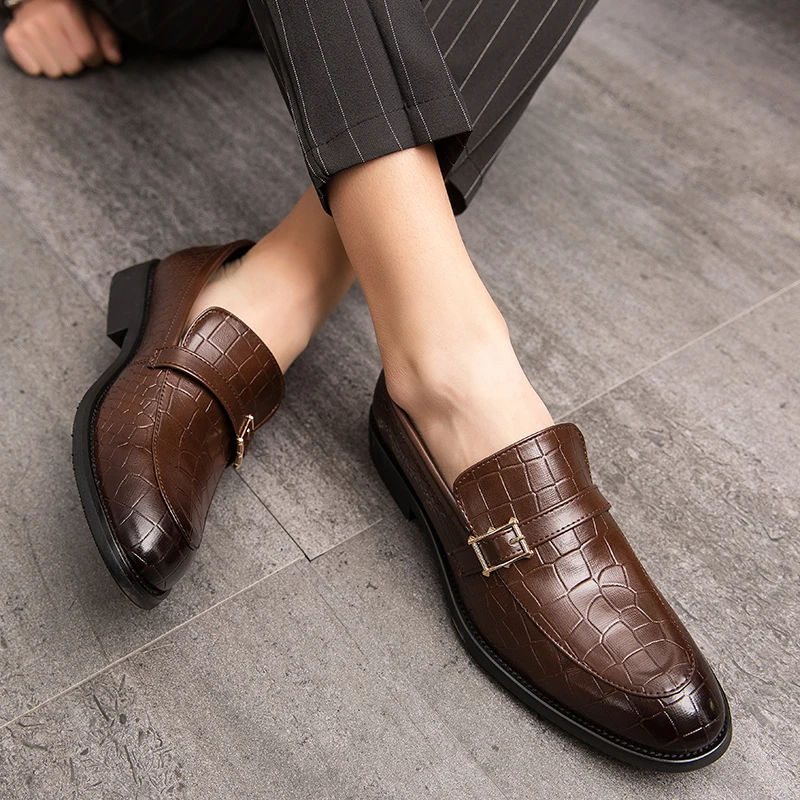 MUMUWU Mens Fashion Oxford Casual Comfortable Slip On Cowhide Leather Formal Shoes Fashion Slipper