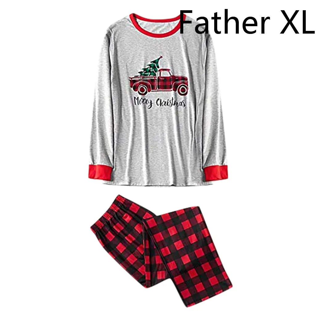 Father XL Рождественская семейная одежда, пижамы, клетчатый топ с надписью «Man Daddy»+ штаны, Рождественская одежда для сна для взрослых и детей, одежда для сна, одежда для семьи - Цвет: Father XL