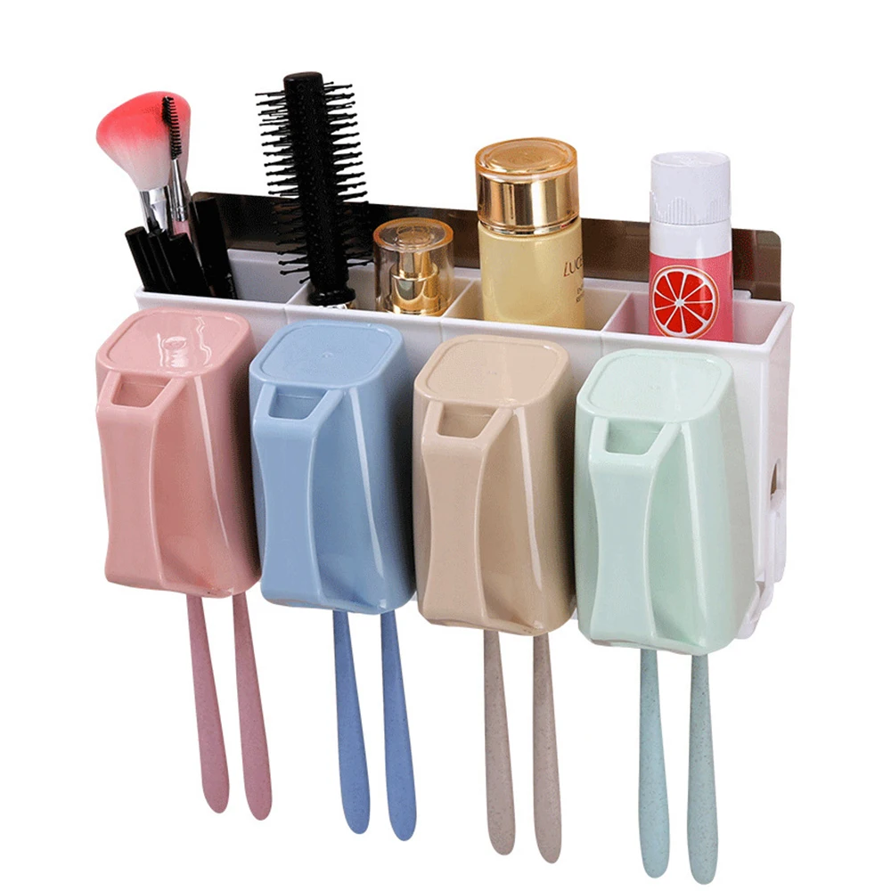 

Bathroom Storage Toothbrush Holder Washing Wall Hanging Cup Holder Convenient Save Space Home Mount Rack Bathroom Tools Set 5