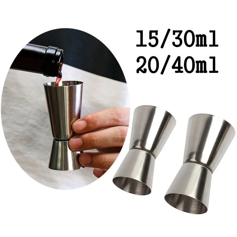 15/30ml or 20/40ml Stainless Steel Cocktail Shaker Measure Cup Dual Shot Drink Spirit Measure Jigger Kitchen Gadgets cocktail shaker,measuring jigger,stainless steel measuring cups
