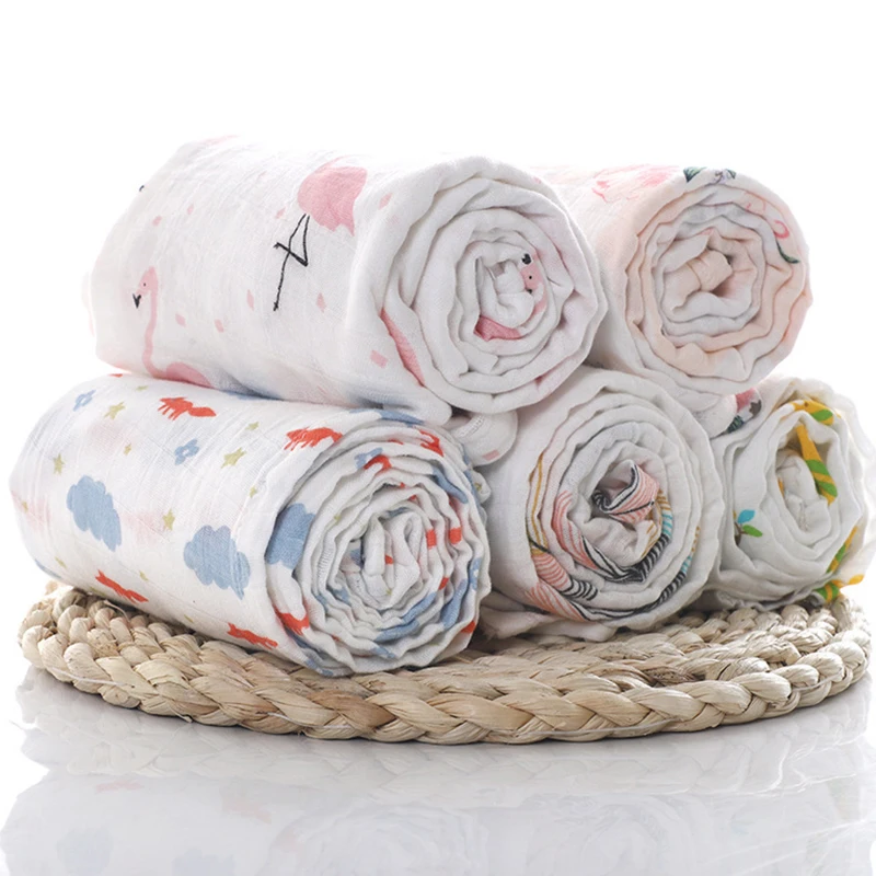 1Pc Muslin 100% Cotton Baby Swaddles Soft Newborn Blankets Bath...