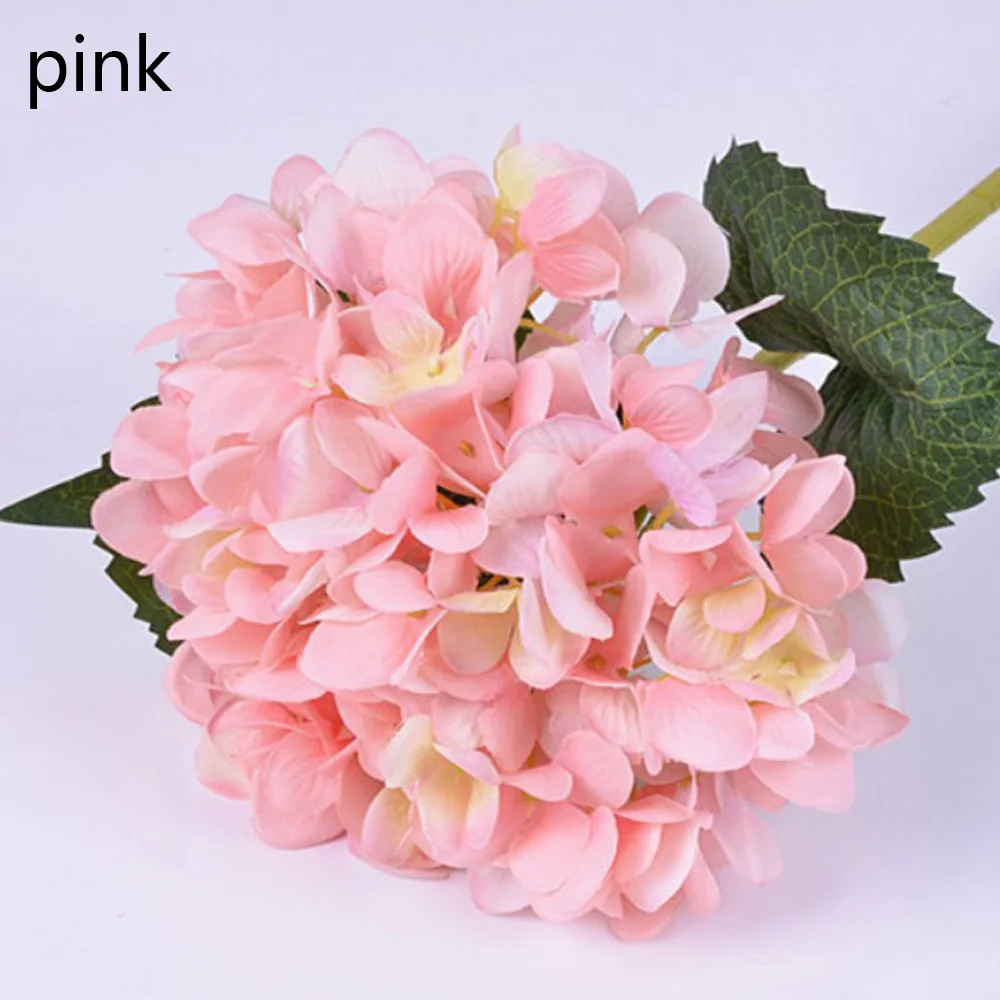 47 см искусственная Гортензия цветы букет поддельные цветы для дома Свадебные украшения Крытый открытый поддельные цветы большой букет - Цвет: Розовый