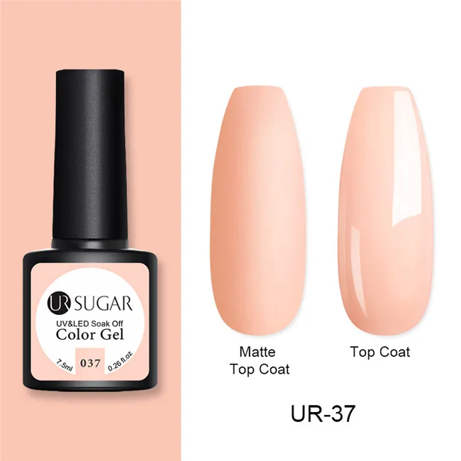 UR-37 Ur Sugar, 7,5 мл, Розовый матовый УФ-гель для ногтей, чистый цвет, матовое верхнее покрытие, не впитывается, Гель-лак для ногтей, маникюрный лак, основа, сделай сам - Цвет: UR-37