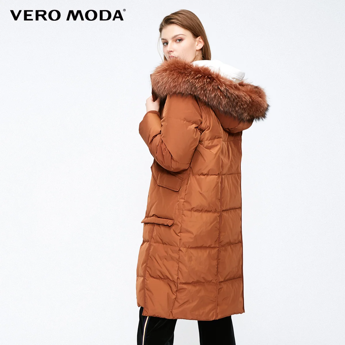 Vero Moda женский съемный мех енота с капюшоном с длинными рукавами пуховик пальто | 318412550