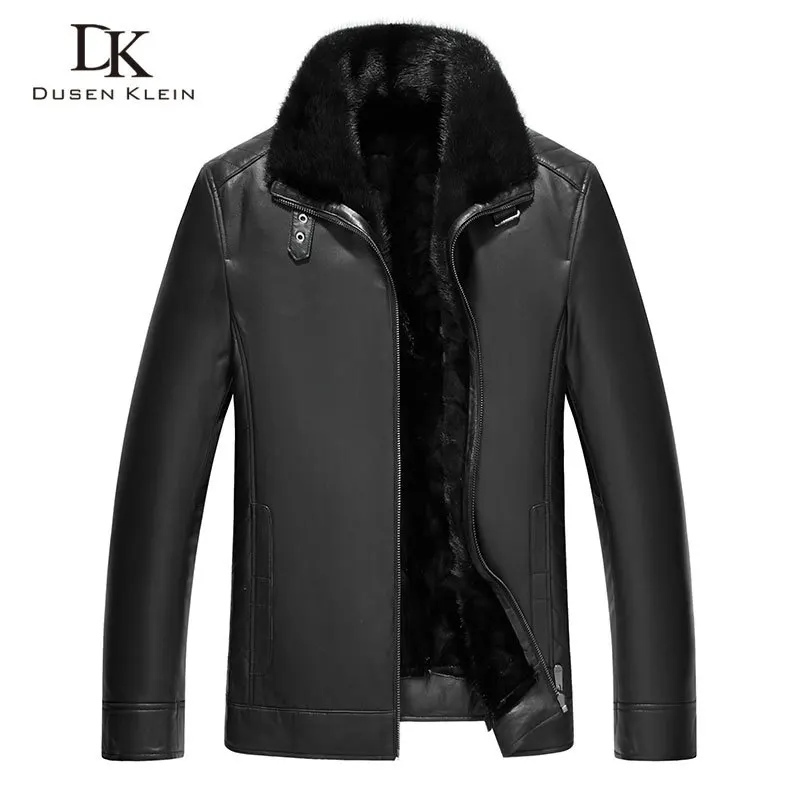 

Mink Fur leather jacket men Dusen Klein Genuine sheepskin Mink fur liner Fur collar Luxury Brand winter leather coats 71Q573D