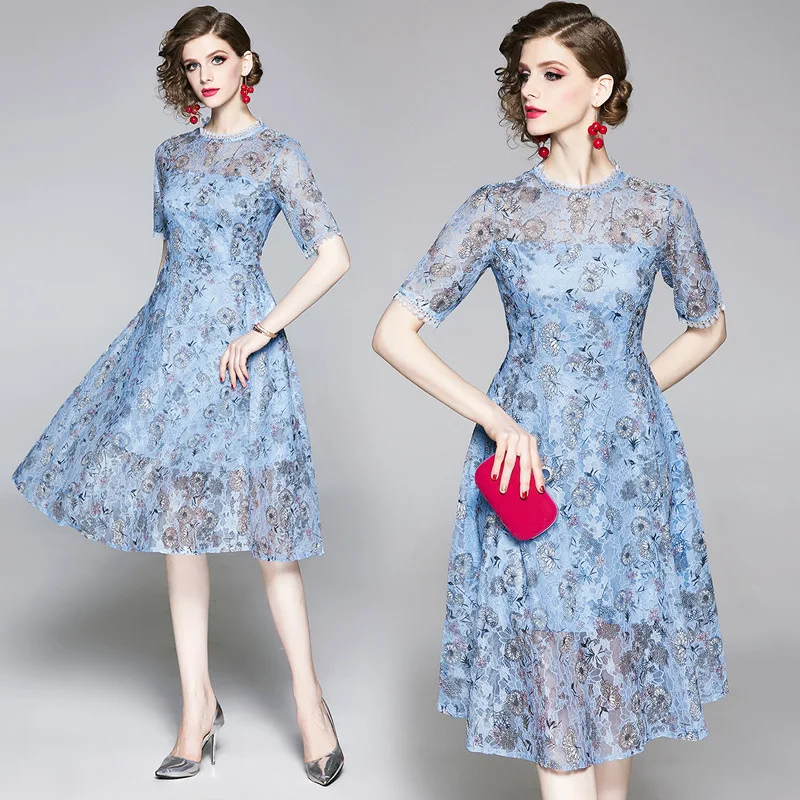 

Photo Shoot 6257 # Summer New Style Ozhouzhan WOMEN'S Dress New Style ou restonic Printed Short-sleeved Long Dress Dress