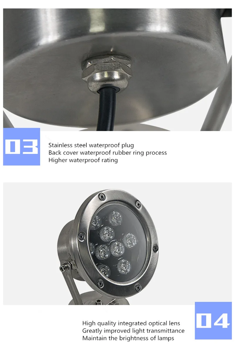 6W 9W 12W 18W 24W IP68 Led Underwater Light RGB Outdoor Waterproof colorful water Spotlight Swimming Pool Light Fountain Light