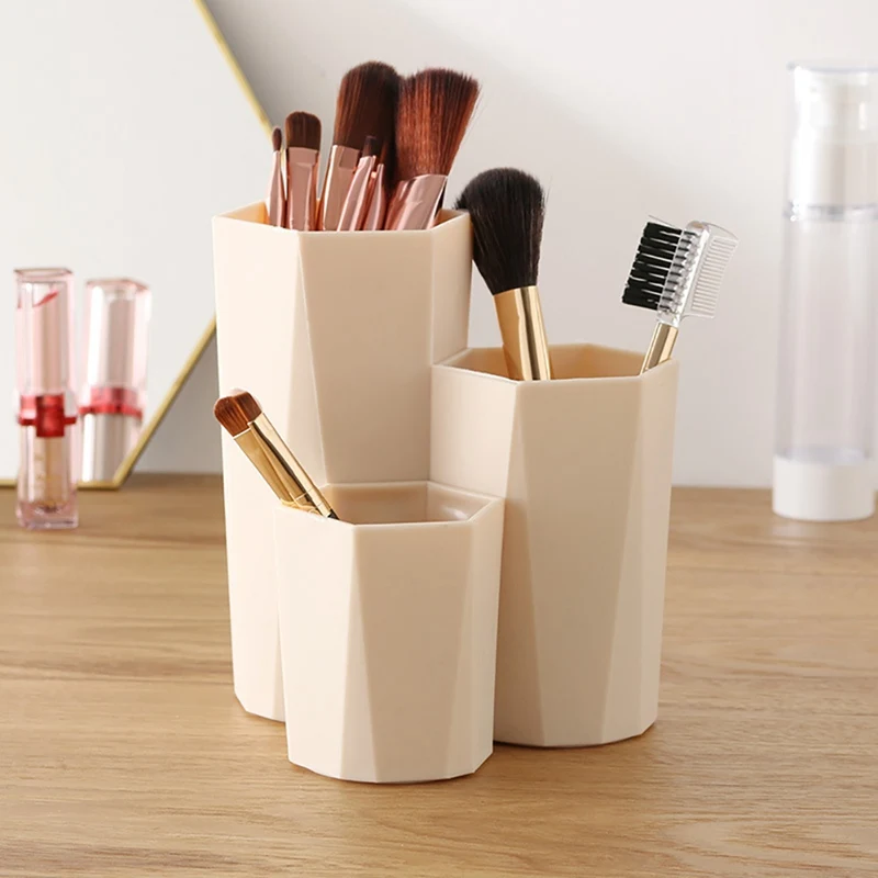  3 Lattices Cosmetic Makeup Storage Box Make-up Brush Holder Table Organizer Makeup Nail Polish Cosm