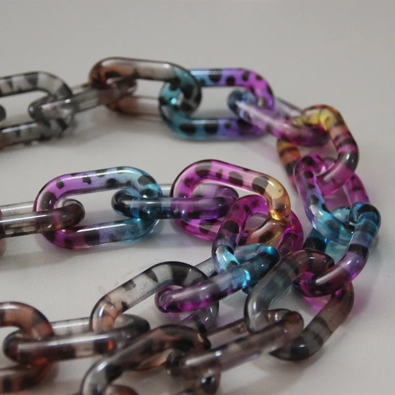 New Fashion Woman Handbag Accessory Chain Detachable Replacement Leopard Amber Colorful Color Strap Women DIY Clutch Resin Chain
