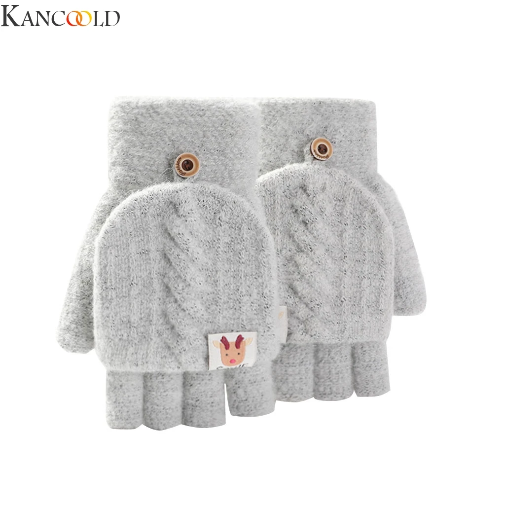 KANCOOLD, женские зимние перчатки, флисовые теплые тянущиеся перчатки на пол пальца, унисекс, пара митенков без пальцев, перчатки для вождения на открытом воздухе