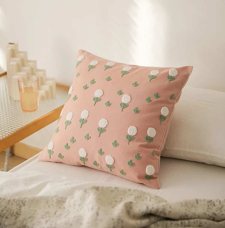 Floral Bordado Almofada Capa, Daisy Dandelion Pillow