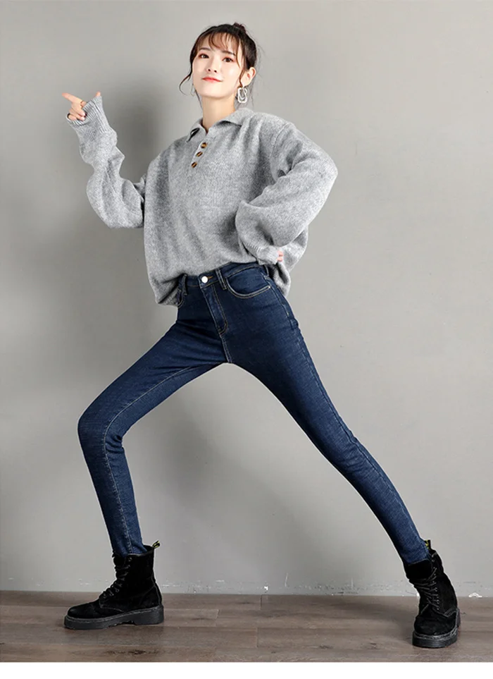 Зимние черные женские джинсы с высокой талией, бархатные обтягивающие женские брюки, женские джинсы, джинсы для женщин, брюки больших размеров