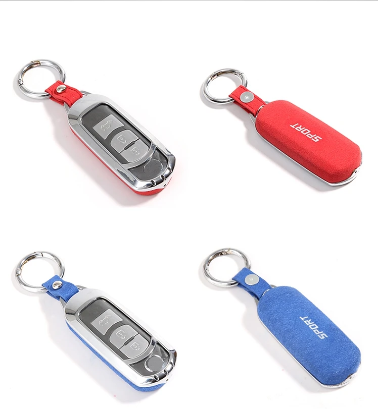 High Quality Car Suede TPU Keyring Holder Cover Case For Mazda CX-5 CX-9 Axela Mazda 6 Atenza 2/3/4 Button Smart Fob Key Protect