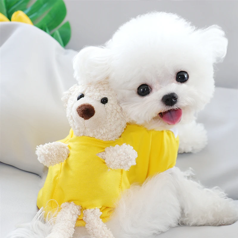 Fashion Dog Clothes Summer Thin Vest Teddy Soft Two-legged Puppy Yellow Pet Pullover Products XS-XL | Дом и сад