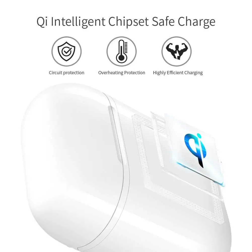 Беспроводной зарядный чехол Qi стандарт AirPods чехол для Apple AirPods iPhone samsung Qi Беспроводное зарядное устройство