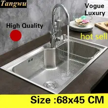 Роскошная кухонная раковина для мытья овощей, 304 нержавеющая сталь, высокое качество,, большая 68x45 см