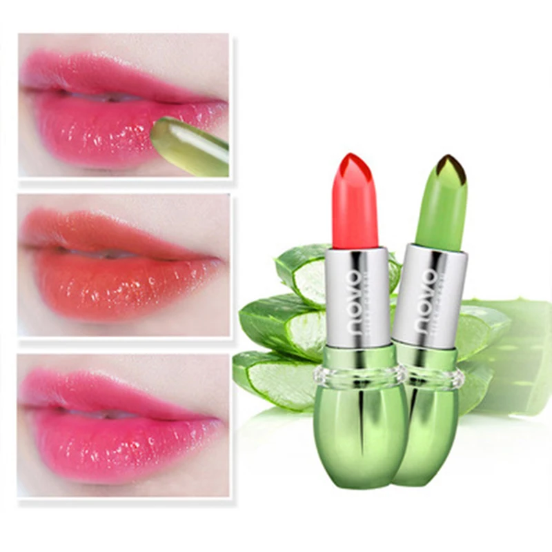 

ZHENDUO 6 colors Aloe crystal jelly lip stick warm discolor changing transparent Nude Matte Lipstick moisturizing red lip
