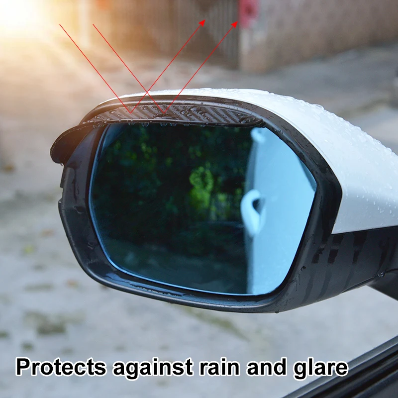 2Pcs Carbon Fiber Style Side Mirror Rain Guards or Visors [Universal]