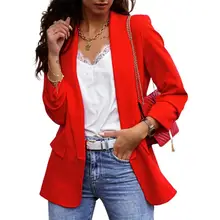 Manteau à manches longues pour femme, veste Chic, couleur unie, revers, Slim Fit, Blazer pour usage quotidien, printemps automne 