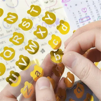 

Bronzing Label Alphabet Stickers for Kids Digital Decorative Material Scrapbooking DIY Tool Sticker Aesthetic Album Stick Book
