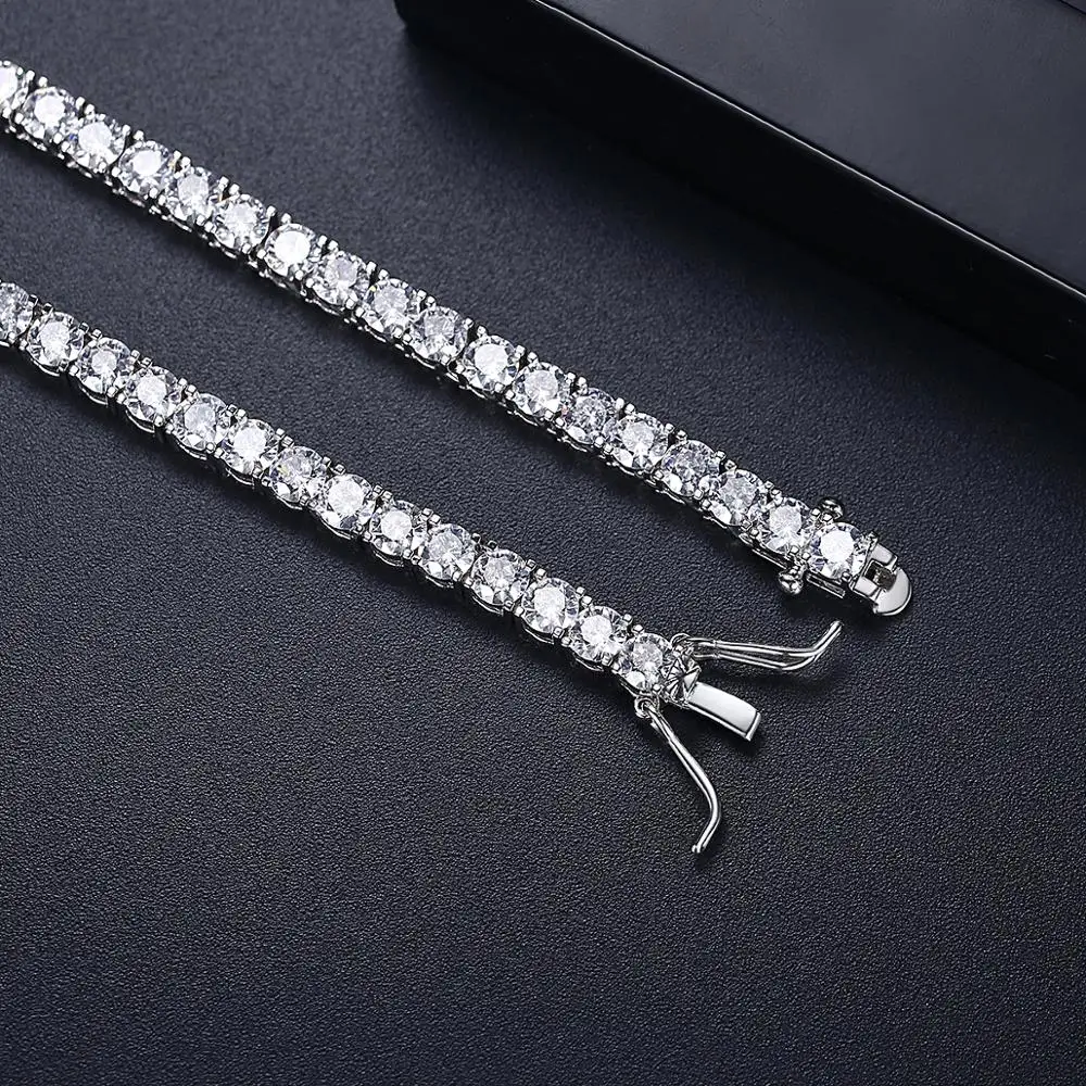 LUOTEEMI New V Shape Luxury Tennis Necklace for Women Small Cubic Zircon Paved Girl Fashion Jewelry Wedding Bridal Tennis Choker