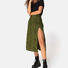 Сексуальная высокая талия Сплит миди леопардовые юбки Женская Повседневная шикарная летняя юбка высокая мода юбка в стиле бохо Большие размеры женская