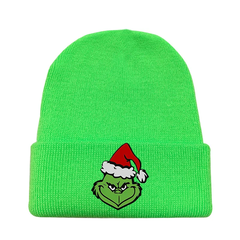 

Christmas Geek New Style Line Balaclavas Knitted Hat Winter Antifreeze Topee Printed Green Blame Grinch Hat