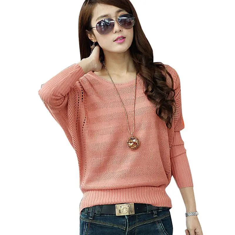 

Women Slim Sweater Bat Sleeved Casual Loose Thin Bottoming Tops Autumn Winter Women Clothes NS