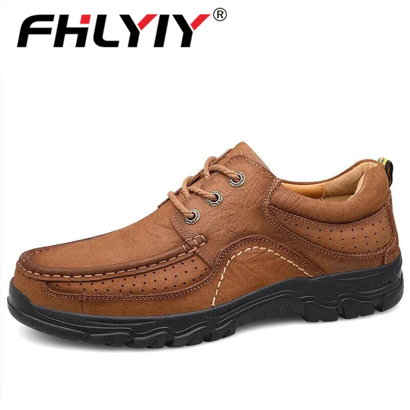 Fhlyiy/Новинка; брендовая мужская обувь; 100% натуральная кожа; повседневная обувь; высокое качество; Рабочая обувь; летние туфли типа мокасин из