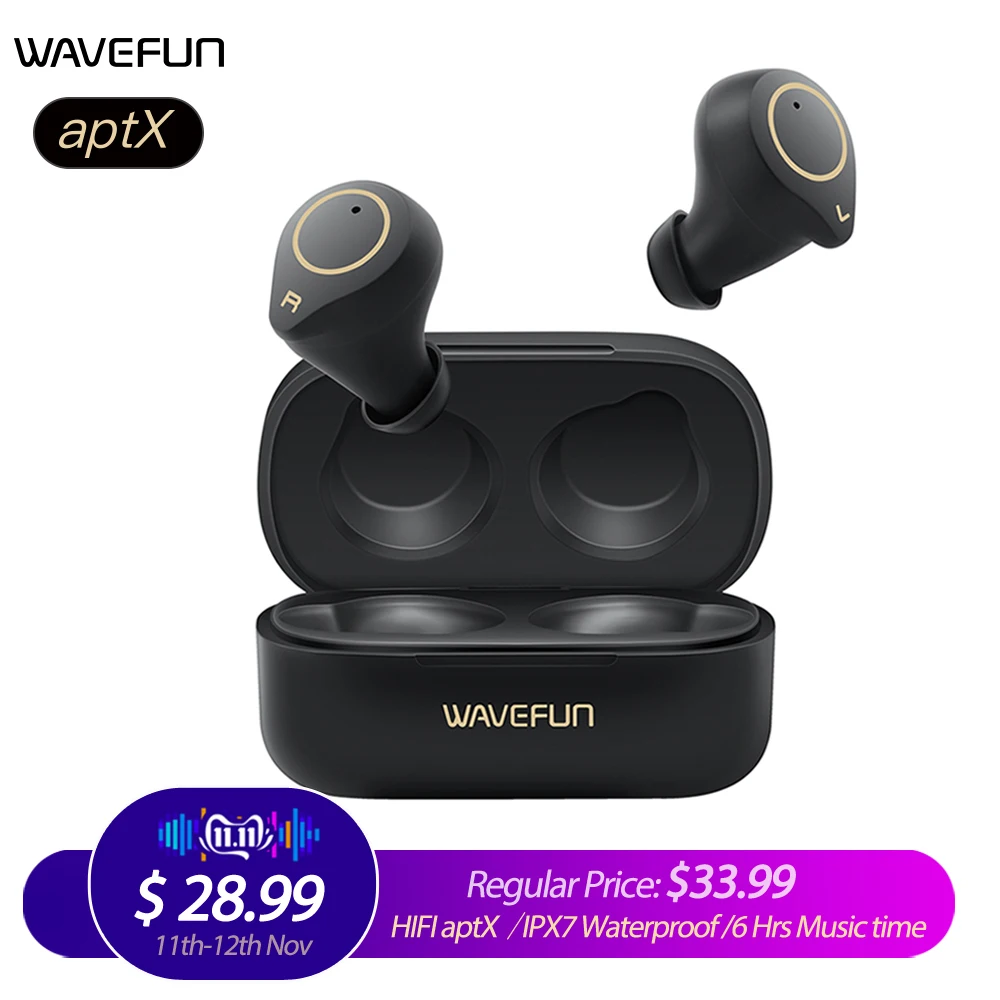 Online Wavefun XPods 3 Drahtlose Kopfhörer HIFi aptX Bluetooth Kopfhörer IPX7 Wasserdichte Touch Control Wahre Drahtlose Ohrhörer Workout