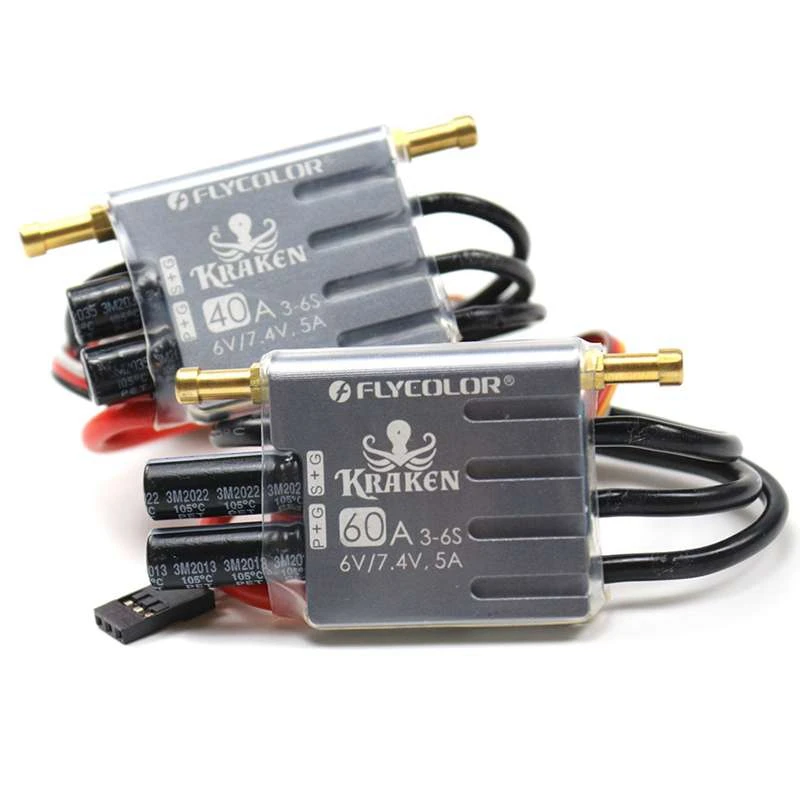 

FLYCOLOR 60A 150A 160A 180A 200A Kraken Series 3-6S/5-12S/Water Cooling System Waterproof Brushless ESC for Model Ship RC Boat