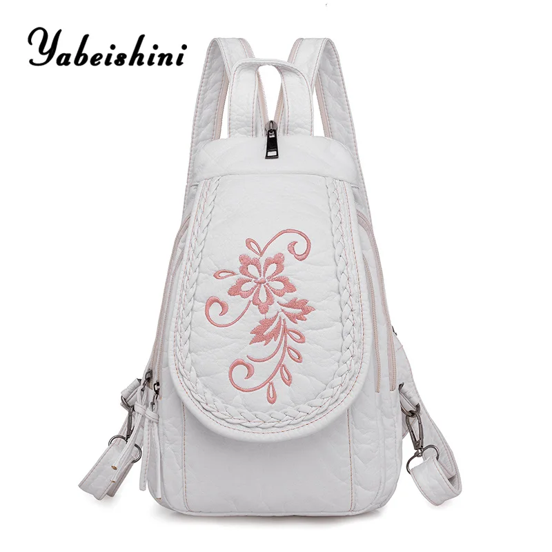 New Women Leather Backpack Small Travel Backpack Flowers Embroidery School  Bags for Teenage Girls Casual Shoulder Bags Mochila - AliExpress