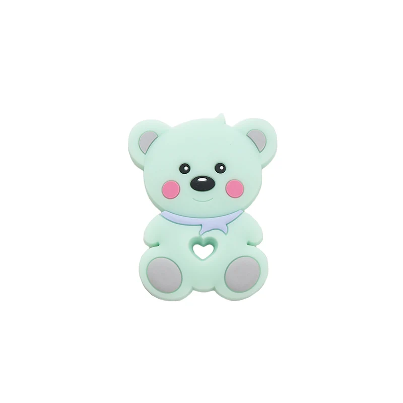 MInt Chenkai 10 шт. силиконовый Teddy Teether детский мультяшный медведь Прорезыватель для зубов пищевой сорт для DIY жевания кормящих сосок цепи аксессуары - Цвет: MInt