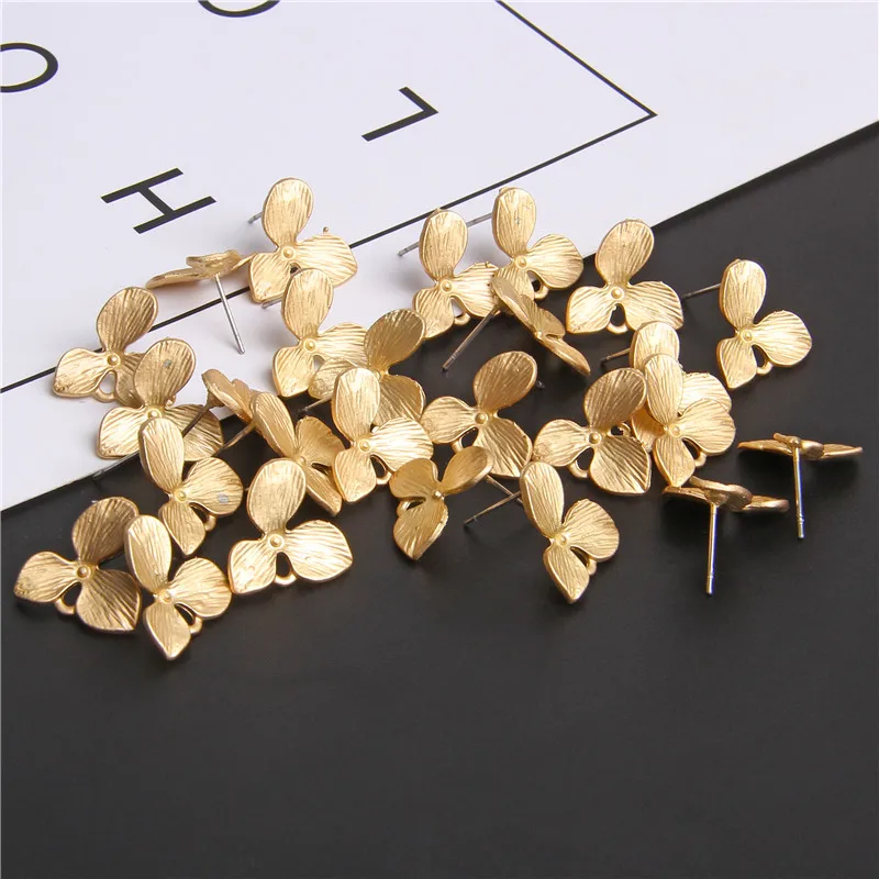 

Zinc Alloy Golden Flowers Base Earrings Connector Charms 6pcs/lot For DIY Drop Earrings Jewelry Making Accessories 14*17mm
