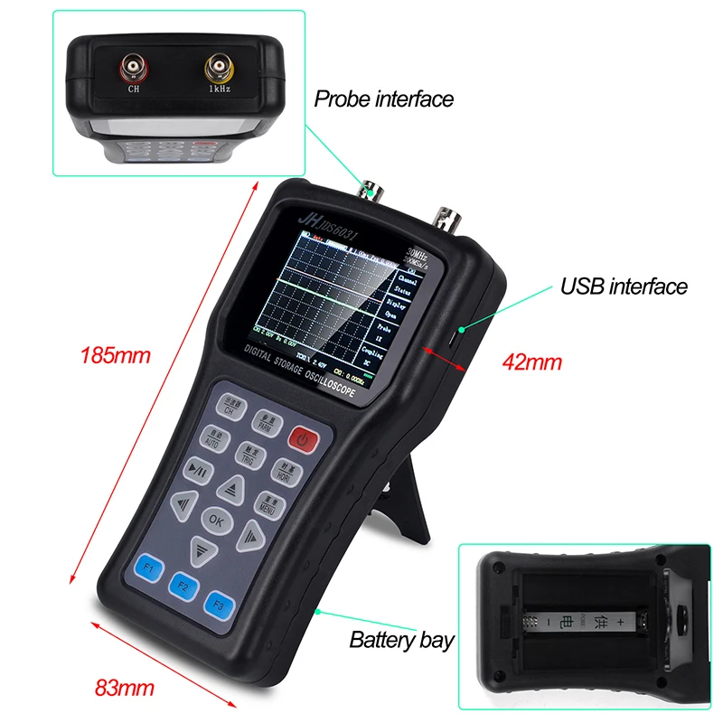 JH JDS6031 Профессиональный цифровой осциллограф USB 200MSa/s частота дискретизации 30 МГц Каналы 2