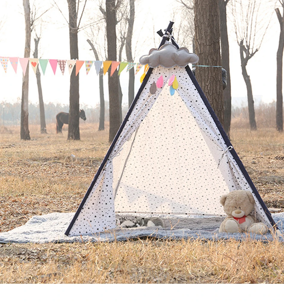 18 Types Baby Portable Canva Tipi Folding Indoor Children Tent Teepee Original Triangle Indian Kid Tent Wigwam Little Play House
