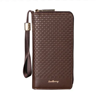 

baellerry Long Knitting Large Capacity Business Wallet Men's Leather Purse Male Credit Card Holder Big Clutch Bag For Man