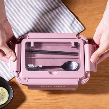 

New Portable Stainless Steel Lunch Box with Compartments Hot Japanese Style Bento Box Kitchen Leakproof for Kids Food Container