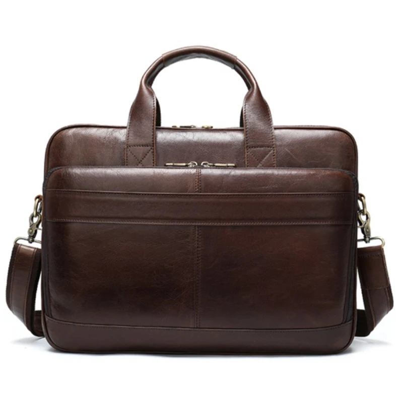 Luufan мужские сумки для ноутбука из натуральной кожи, мужская сумка-тоут, портфель, мужская кожаная сумка, мужской портфель, Офисные Сумки для мужчин, сумка - Цвет: Coffee